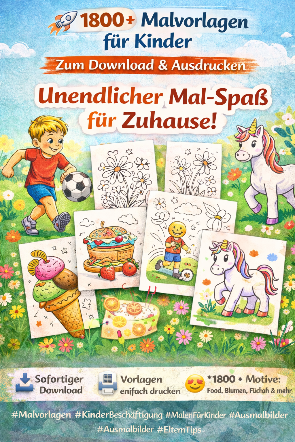 1800+ Ausmalbilder im Kids Learning Bundle – Kreativ, Druckbar, Ohne Bildschirm - Monvita Hub -